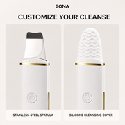 SONA stainless steel spatula and silicone cleansing cover comparison